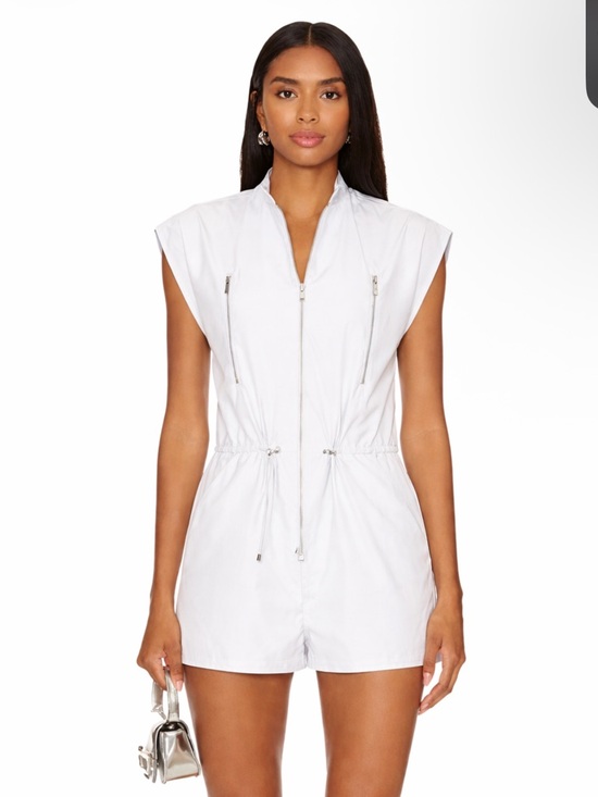 Amanda Uprichard Pants - NWT *WHITE* AMANDA UPRICHARD NEVILLE ROMPER ZIPPER UTILITY SHORT-SLEEVE JUMPER